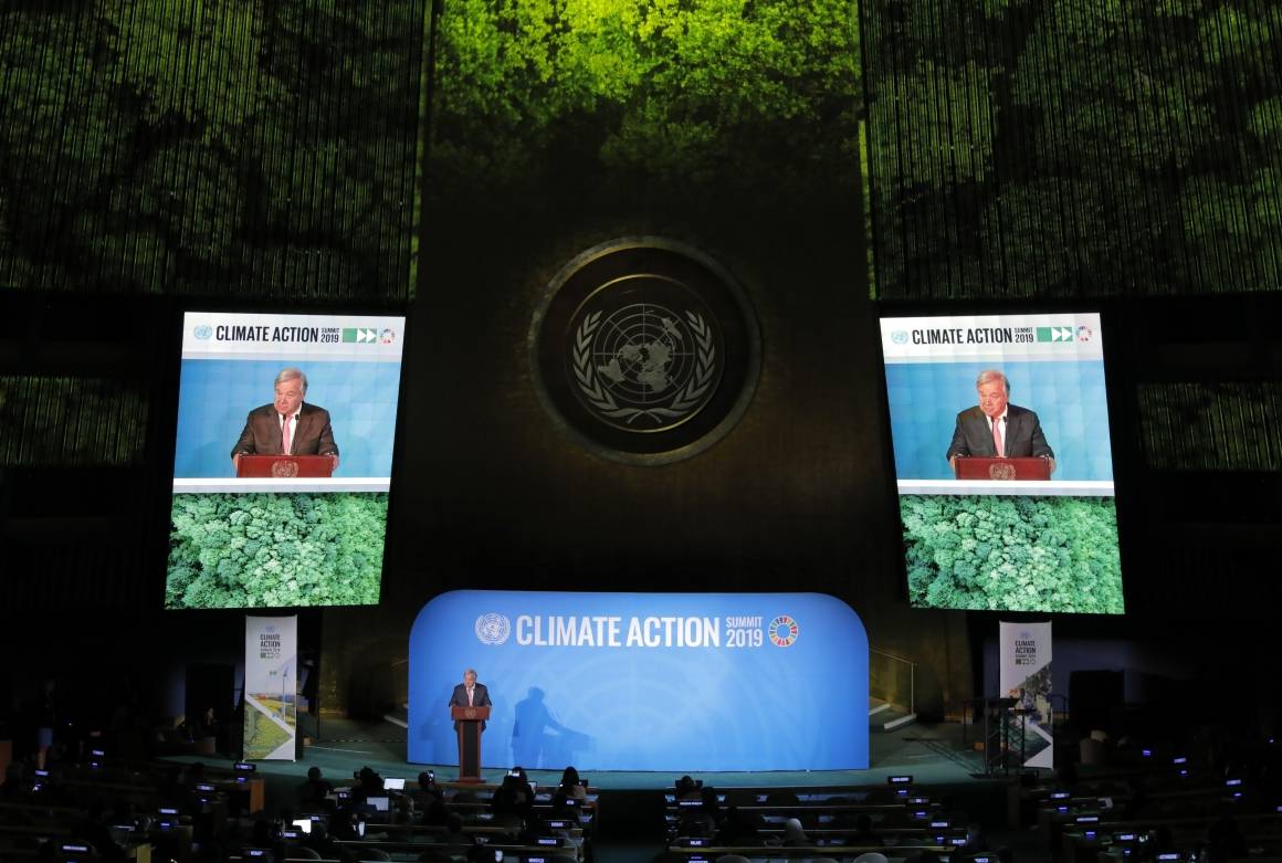 FNs generalsekretær António Guterres holder sin avslutningsappell på FNs klimatoppmøte i New York 23. september 2019. Foto: REUTERS/Lucas Jackson